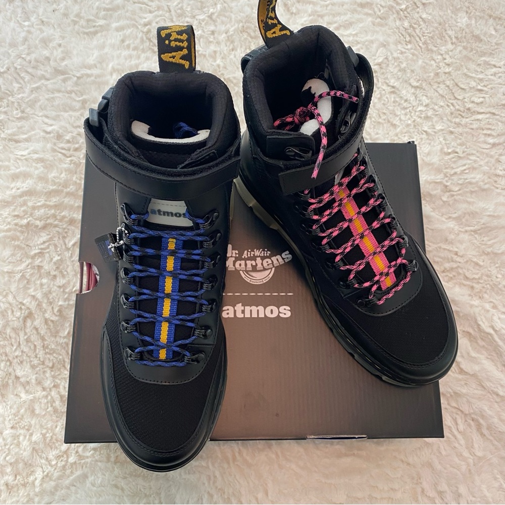 🖤💙🩷 ATMOS X DR MARTENS COMBS TECH ATMOS BLACK BOOTS MENS 8 WMNS 9 💙🩷🖤